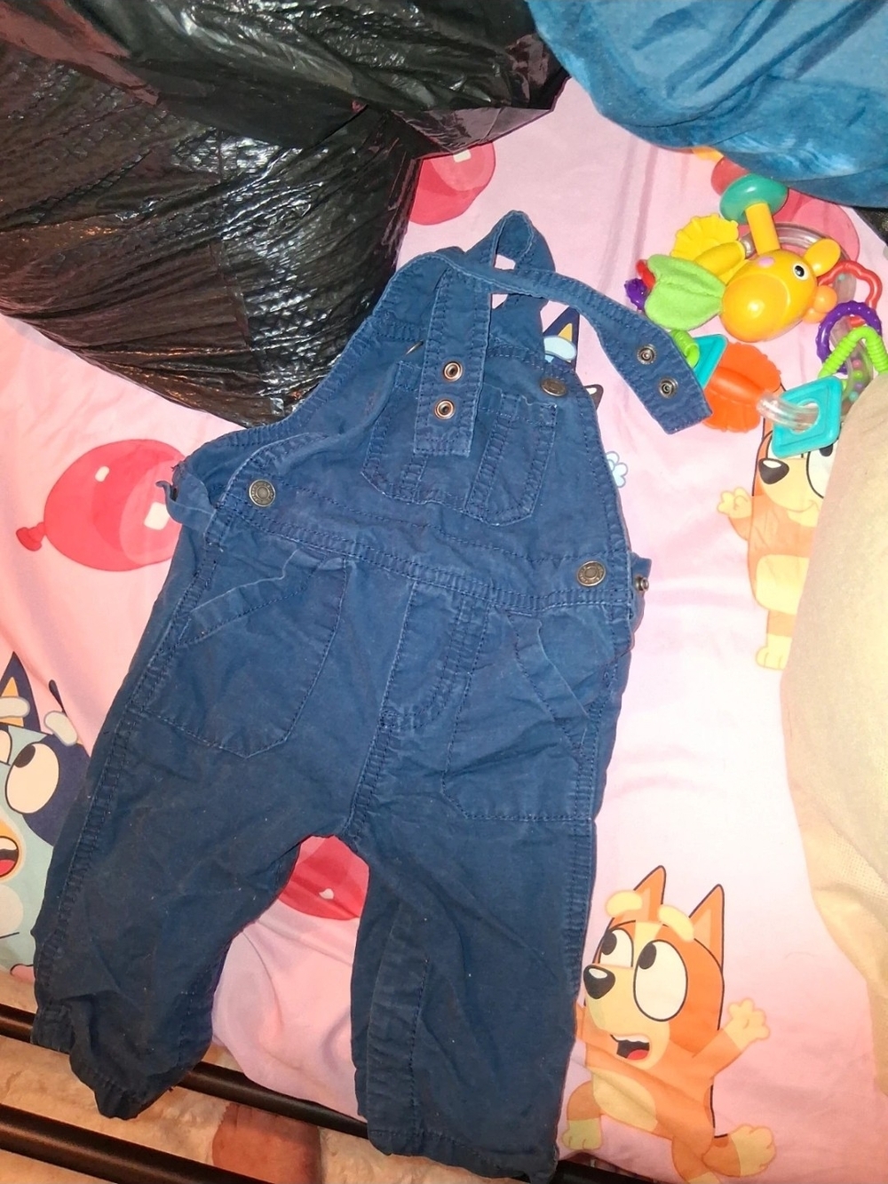 Toddler Navy Blue Cotton Overalls with Adjustable Straps